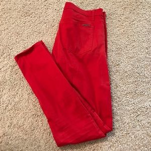 Red Mid-Rise Jeans